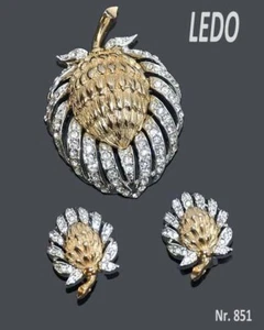 Ledo, elegante demi parure spilla e orecchini vgt anni 50-60 - Foto 1 di 2