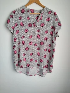 Soyaconcept Cap Sleeve Floral Design Henley Style Top Size L - Picture 1 of 8