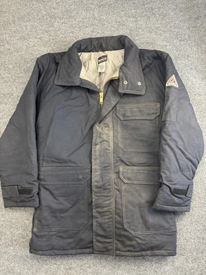 Chaqueta Bulwark Para Hombre Grande Resistente al Fuego Azul Marino FR Abrigo de Trabajo Acolchado Forrado Foto 1 de 4