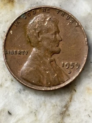 1959 D Lincoln penny error “L”   On Liberty on Rim - Rare US Coin Errors - Image 1 of 4