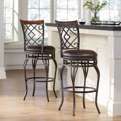 Hartley Bronze Swivel Bar Stools Set of 2 Brown 30" High Kitchen Counter Island - Image 1 of 4