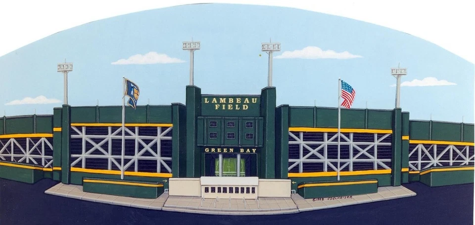 Réplica de cuidador de estante Lambeau Stadium Green Bay Ron Edelheiser Illusions Studios Foto 1 de 4