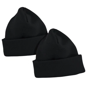 Paquete de 2 gorro grueso de invierno para hombres y mujeres elástico tejido térmico sombrero con puños premium - Imagen 1 de 15