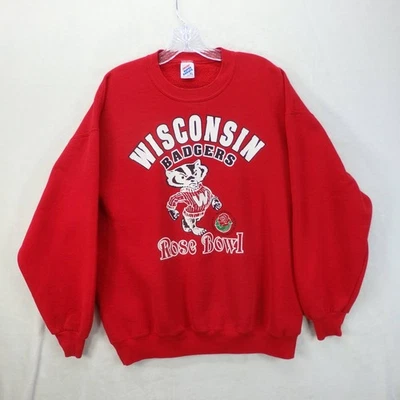 VTG University of Wisconsin Badgers Crewneck Sweatshirt Jerzees Sz XL Red - Image 1 of 4