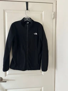 The North Face Black Long Sleeve Full Zipped Pockets Fleece Women Jacket size L - Picture 1 of 9