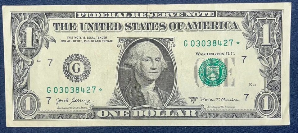 Rare One Dollar Bill Star Note 2013 Chicago $1 United States Federal Reserve - Image 1 of 1
