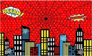 Telón de fondo de superhéroe rojo tela de araña cómic superhéroe paisaje urbano fondo para fotos - Imagen 1 de 5