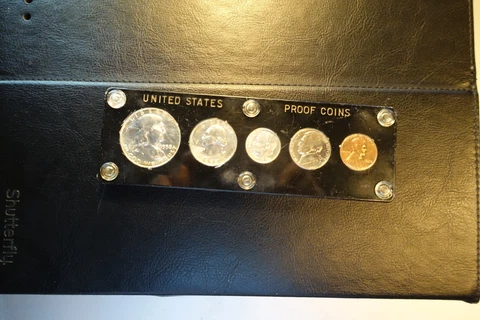 1958 US Mint Silver Proof Coin Set - 5 Coins - Gem Proof - Capitol Holder Cover