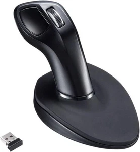 Wireless ergonomic mouse stick shape IR LED 3 button tongue black - Picture 1 of 15