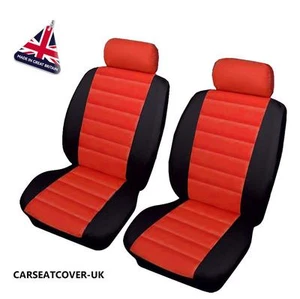 MG TF - Front PAIR of Red LEATHER LOOK Car Seat Covers - Picture 1 of 2