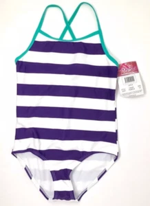 Kanu Surf Swimsuit One Piece Striped Big Girls Size 7 1222 - Picture 1 of 2