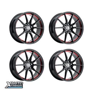 Performance Replicas PR193 Gloss Black Red Machined 18X9 5X114.3 30mm (Set of 4) - Picture 1 of 1
