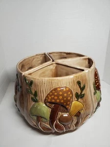 Vintage MUSHROOM 4 section Divided Canister Set MCM 70s ceramic Retro Art Deco - Picture 1 of 23