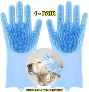Pet Grooming Gloves, Multipurpose Silicone Cleaning Gloves for Pet Dogs Cats - Picture 1 of 10