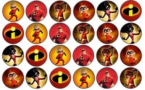 The Incredibles Theme Comestible Wafer Cup Cake Disc Topper - Imagen 1 de 4