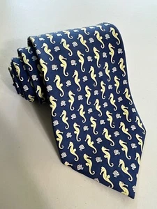 SERO Classics New England Blue 100% Handmade Silk Tie Ocean Nautical Sea Novelty - Picture 1 of 8