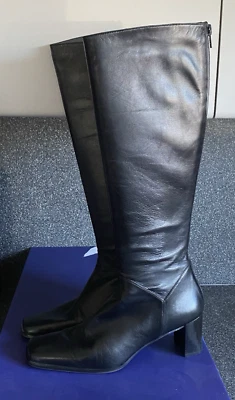 Botas Stuart Weitzman Senator Cuero Negro Talla 7 B Mujer Bota Clásica Foto 1 de 4