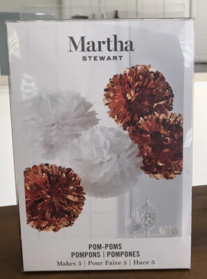 Martha Stewart Pom-Poms, 5 Pom Poms em Decoração de Cobre Ouro Rosa Branco NOVO! - Imagem 1 de 4