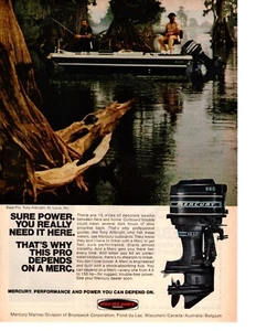 1975 MECURY OUTBOARD MOTORS PRINT AD, VTG SPORT FISHING PRINT AD - Picture 1 of 1