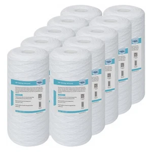 10 Pack 1/5/10 Micron 10" x 4.5" Whole House String Wound Sediment Water Filter - Picture 1 of 18