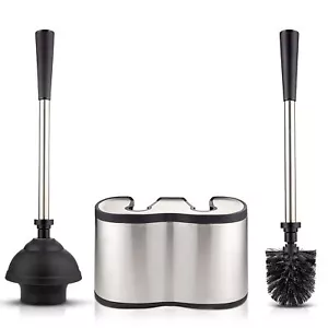 UMIEN™ Toilet Brush and Plunger Set - Stainless Steel Plunger and Toilet Brus... - Picture 1 of 7