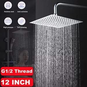 12Inch Replacement Shower Head Chrome Stainless Steel Bath Rainfall Shower Head - Picture 1 of 8