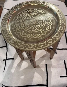 Moroccan coffee table - Metal table - Moroccan tea table -Moroccan corner table - Picture 1 of 4