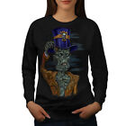 Wellcoda Sir Hat Apocalypse Womens Sweatshirt, Scary Casual Pullover Jumper