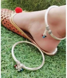 Atractiva tobillera plateada Punjabi look elegante circonita joya fiesta pago regalo para ella - Imagen 1 de 1