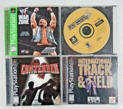 Lote de 4 Sony PlayStation 1 PS1 Sports Track Field Contender Boxe WWF War Zone - Imagem 1 de 2