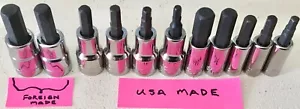 11 CRAFTSMAN SAE HEX SOCKETS 6- 3/8 IN , 5- 1/4 INCH DRIVE 9 USA MADE 2 FOREIGN - Picture 1 of 3