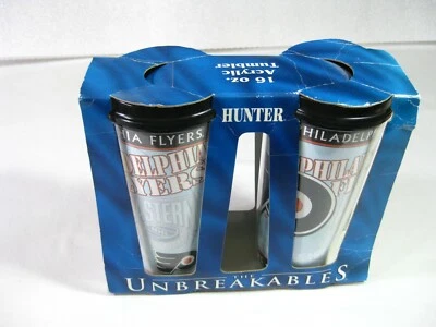 Juego de 2 vasos acrílicos NHL Hockey Philadelphia Flyers HUNTER 16 oz de colección 2002 Foto 1 de 4