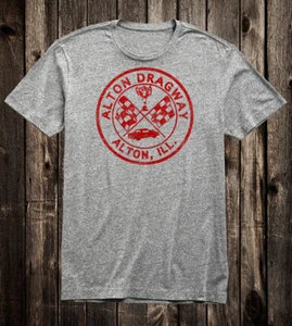 Retro Hot Rod Tee T Shirt 100% Cotton Drag Race Racing Alton Dragway Illinois - Picture 1 of 9