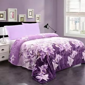 Floral Printed Micro Plush Blanket Flannel Fleece Blanket Bed Blanket Throw King - Picture 1 of 52