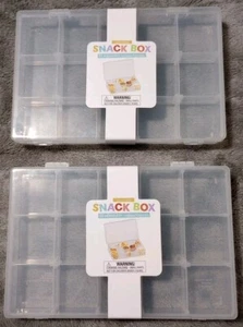 15 Compartment Snack Box Tackle Storage Tray Plastic food Organizer Case Lot of2 - Picture 1 of 15