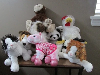 Gantz Webkinz 9 lot stuffed animals-no codes-cats-dogs-cow-pony-panda-monkey + - Image 1 of 4