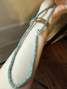 Untreated Grade A Jadeite Bead Necklace 純天然翡翠A貨 冰藍水算盤小珠子長項鍊 - Picture 1 of 5