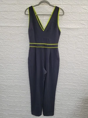 Nuevo Mono Alice+Olivia Negro Jeri Neón Piped Talla 6 EE. UU. Foto 1 de 4