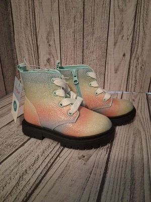Girls' Kids Amaya Rainbow Lace-Up Zipper Side Combat Boots Cat & Jack Size 8 New - Image 1 of 4