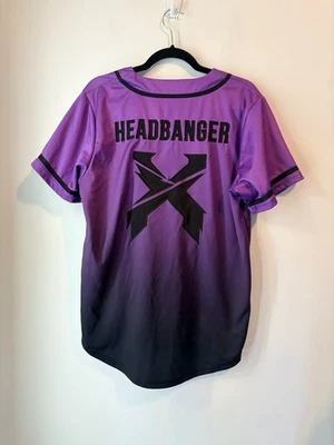 Excision Headbanger Shirt Mens Med Purple Fade  Baseball Jersey Dubstep EDM Rave - Image 1 of 4