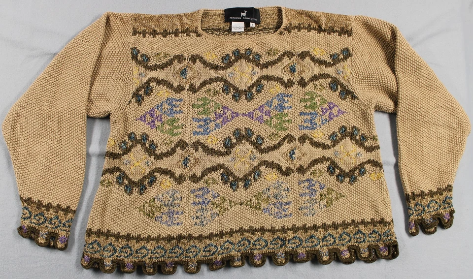 Suéter Peruvian Connection Mujer Grande Tejido Pullover Multicolor Algodón Pima Foto 1 de 4