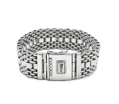 BESA Argento Bracciale Conchiglia 925er " Tank x " 20mm Ampio Link-Muster - Immagine 1 di 4