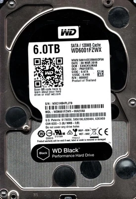 WD6001FZWX-00A2VA0 S/N:WXC1 DCM:EANCKVJMAB WESTERN DIGITAL 6TB THAILAND MAR 2016 - Image 1 of 2