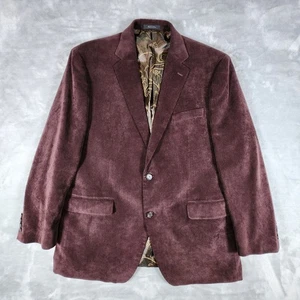 Lauren Ralph Lauren Corduroy Blazer Sport Coat 44R Burgundy Paisley Office Event - Picture 1 of 9