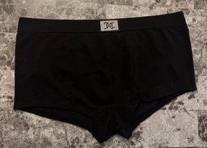 JUICY COUTURE L BLACK RHINESTONE MONOGRAM LOGO SEAMLESS STRETCH BOYSHORT PANTIES - Picture 1 of 5