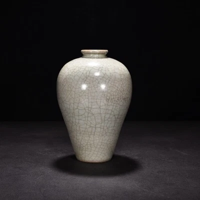 8-дюймовая старинная фарфоровая ваза из фарфора династии Сун Гуань печь Селадон чернослив - Изображение 1 из 4