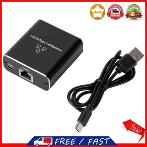 1000Mbps Internet Splitter 1 To 2 with USB Power Cable RJ45 Splitter High Speed - Photo 1/12