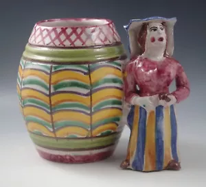 1940's VIETRI ICS ITALY POTTERY MAJOLICA LARGE FIGURINE BARREL VASE FOLK - Picture 1 of 8