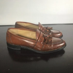 JOHNSTON & MURPHY 9M Super Prime Brown Leather Dress Shoes Tassel Loafers Italy - Picture 1 of 8