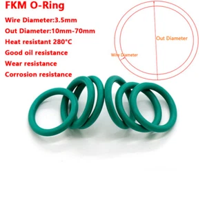 FKM O-Ring 3.5mm Drahtdurchmesser 10mm-70mm Außendurchmesser Hitzebeständig 280° - Picture 1 of 6
